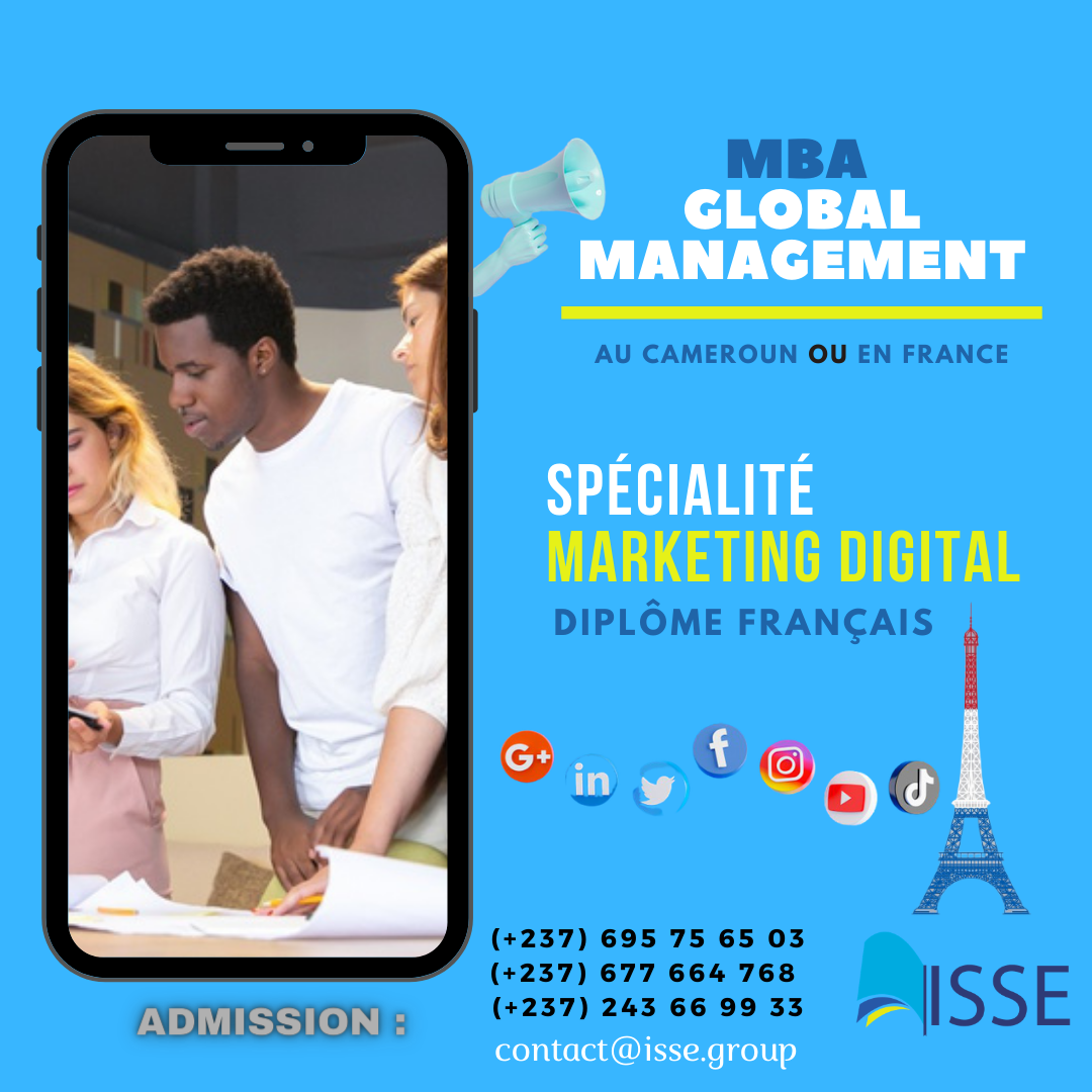 MBA GLOBAL MANAGEMENT Bac+5, spécialité Marketing Digital. 